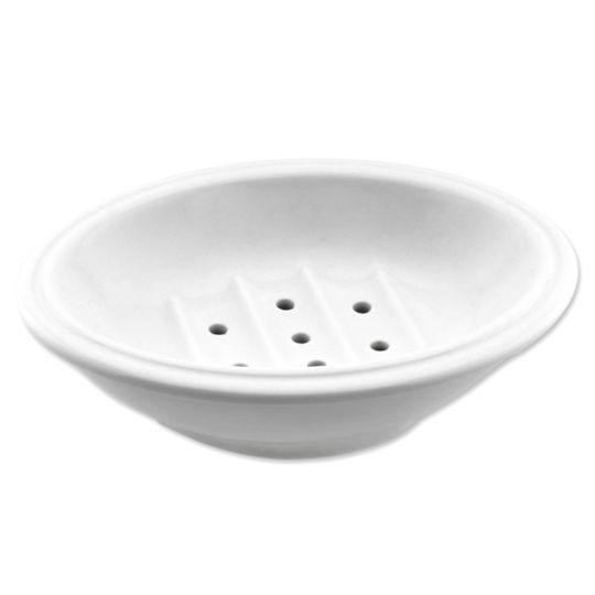 Porte-savon en porcelaine ovale 2 pièces avec égouttoir