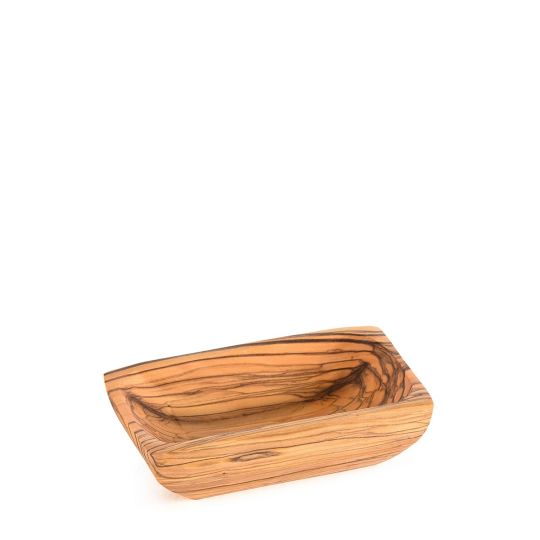 Porte-savon rectangulaire en bois d'olivier env. 110x75x35 mm