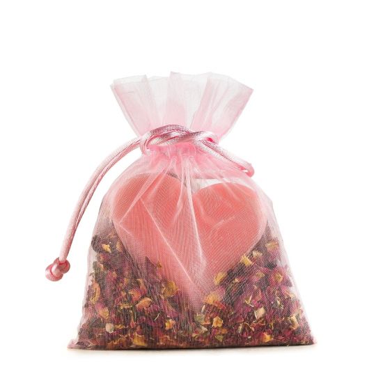 Sac parfumé aux pétales de rose Savon en forme de cœur avec fleurs (50g)